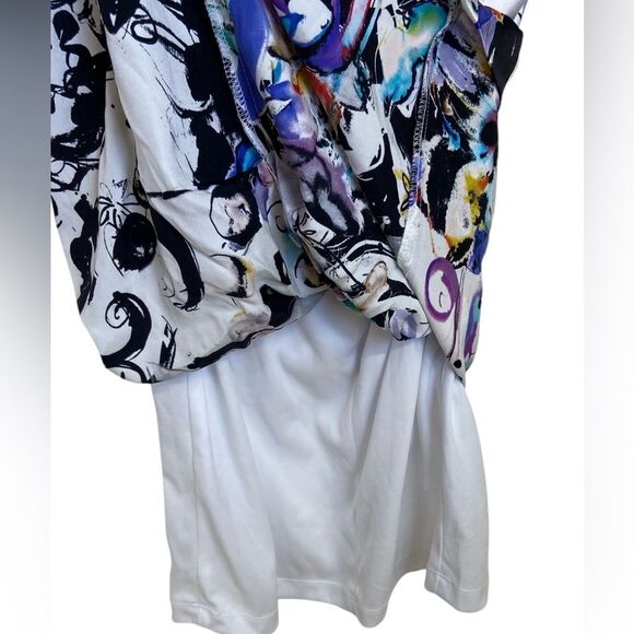 Vintage Cache Abstract Print 100% Silk Open Back Ruched Knee Length Dress Size 4 - Picture 13 of 16